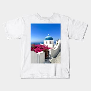 Church with Blue Dome, Santorini Kids T-Shirt